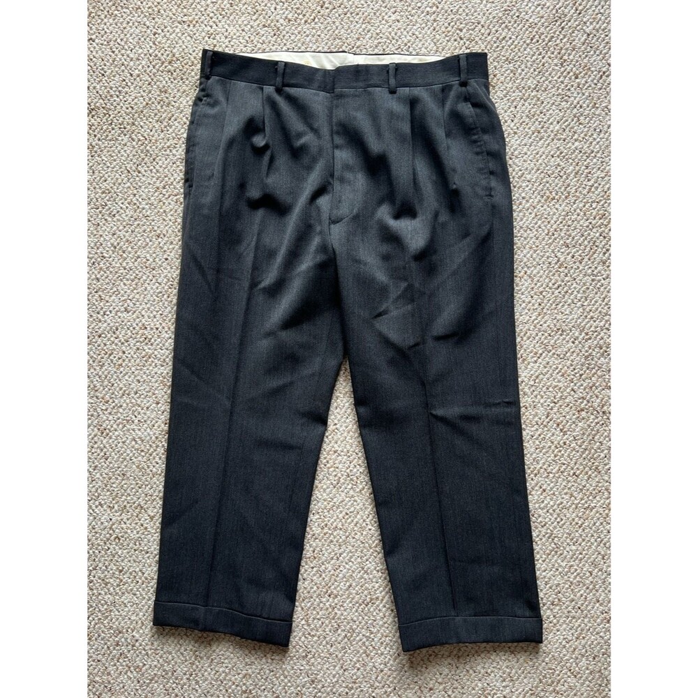 Vintage Brooks Brothers Wool ~33” Charcoal Grey Cuffed Hem Made in USA 100% Wool